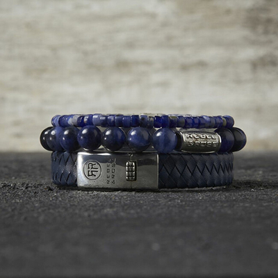 Byzylyk Rebel and Rose Braided Flat 925 Navy RR L0151 S M, lëkurë, uniseks, blu