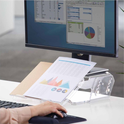 Stendë monitori Fellowes Clarity 9731201, e rregullueshme, me mbajtës letrash, transparente