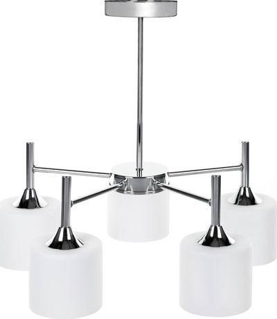 Lampë varëse Activejet MIRA 5P, 5xE27, IP20, ngjyrë argjendi me xham të bardhë