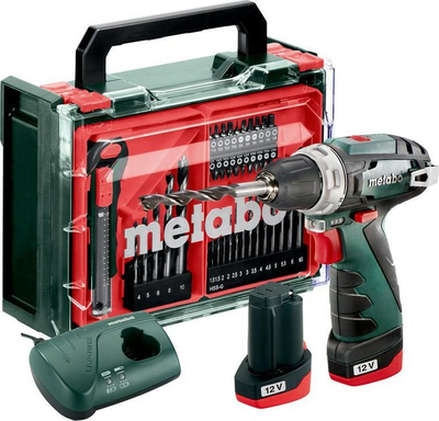 Set kaçavidë pa kabllo Metabo PowerMaxx BS, 12V, 2 bateri 2Ah, në valixhe plastike