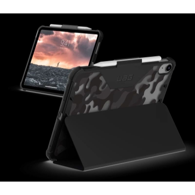 Këllëf tablet UAG Plyo për iPad 10.9" 2022, me mbajtëse për stylus, midnight camo
