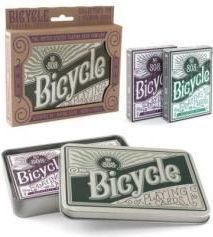 Karta loje Bicycle Retro Tin Autocycle 808, set me 2 deka standard pokeri, jeshile dhe vjollcë