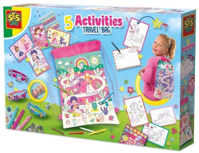 Креативен сет за патување SES Creative 5 Activities Travel Bag, 5 активности, повеќебоен