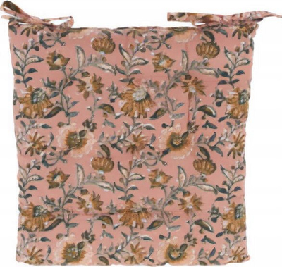 Jastëk karrige Home Styling Collection, pambuk, 40x40x5.5 cm, rozë me lule