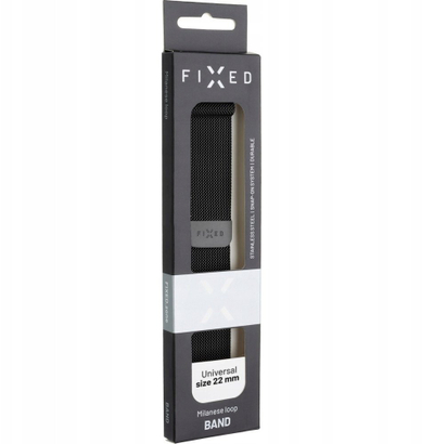 Паметна метална лента FIXED Mesh Strap, 22mm, нерѓосувачки челик, црна