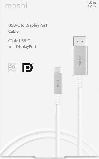 Kabllo video Moshi USB-C në DisplayPort, 1.5 m, 5K 60Hz, e bardhë