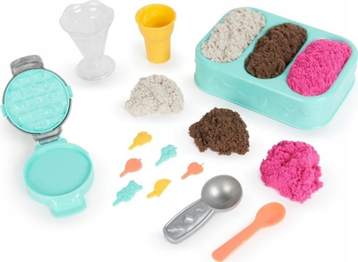 Set lodrash Kinetic Sand Ice Cream Treats, rërë kinetike shumëngjyrëshe, forma akulloresh, shumëngjyrëshe