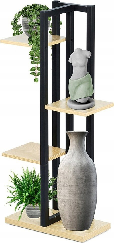 Stojkë metalike për lule, 5 vende, stil industrial, e zezë