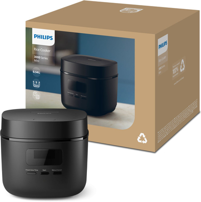 Tenxhere elektrike Philips 3000 Series, gatues orizi dhe avullore, e zezë