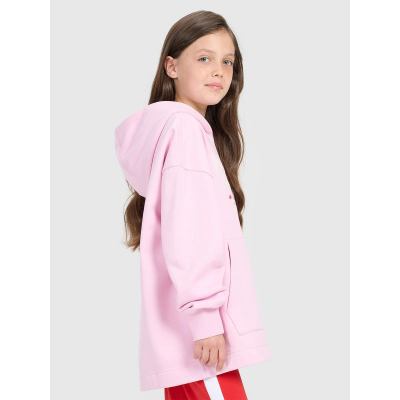 Bluzë me kapuç për goca 4F 4FJRAW25TSWSF2429, oversize, pambuk, rozë