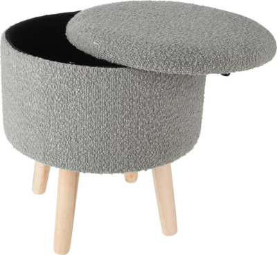Tabure me vend për rujtje Home&amp;Styling, Ø35x40 cm, bouclé, gri e hapur