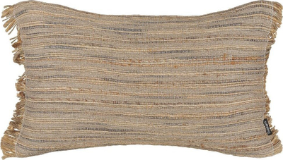 Jastëk dekorativ Beliani LEDUM, 30x50 cm, prej jute edhe pambuku, bezhë me vija krem