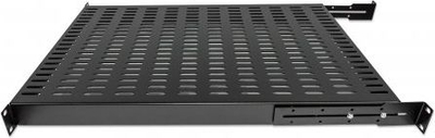 Rafte fikse rack Intellinet 19" 1U, thellësi 600mm, mban deri 100kg, ngjyrë e zezë