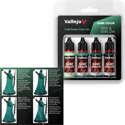 Set bojërash akrilike Vallejo Game Color VJP72383, 4x18ml, nuanca të ftohta jeshile