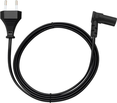 Kabllo rryme për pajisje Figure Eight, 1.5m, prizë e kënduar, e zezë