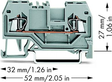 Terminal shine Wago 279-901, 2 përçues, 1.5mm², gri