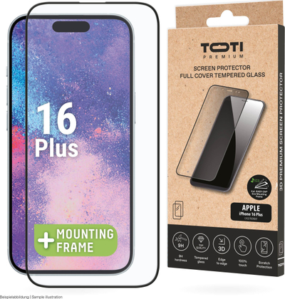 Mbrojtës ekrani Toti Premium 16 Plus 15 Pro Max, xham i temperuar, mbulim i plotë, transparent