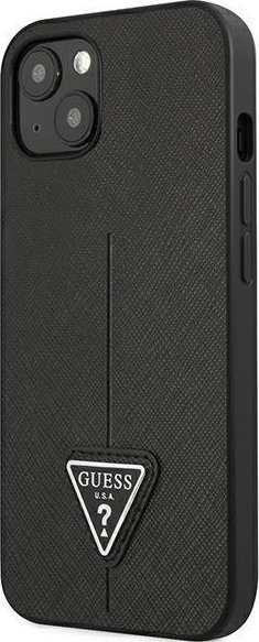Husë telefoni Guess Saffiano Triangle Logo për iPhone 13 mini 5.4", hardcase, e zezë