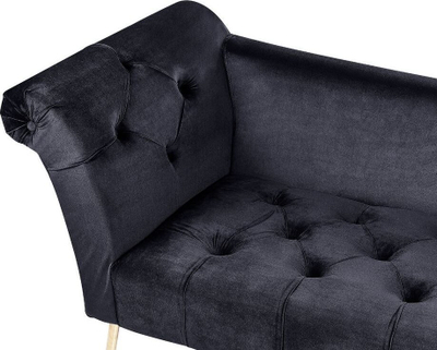 Divan chaise lounge Beliani Nantilly, kadife, këmbë metali ngjyrë ari, i zi