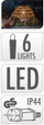 Dritë dekorative varëse Party Lights, 6 LED, 5.5m, ratan i natyrshëm