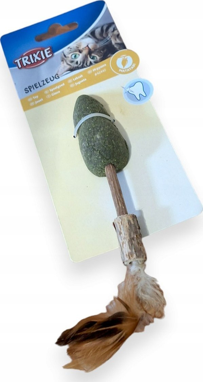 Lodër për mace Trixie Matatabi Pacifier Mi, 20 cm, me catnip, me pupla