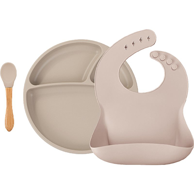 Set darke per bebe Minikoioi BLW II Bubble, silikon, 3 pjesë, bezhë