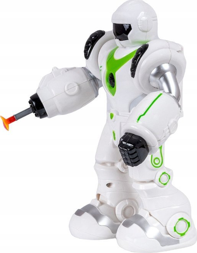Lodër robot ecës Smily Play Walking Robot, me drita e zëra, me shigjeta, i bardhë me jeshile