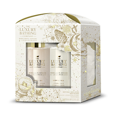 Set për femra Grace Cole Bergamot, Ginger & Lemongrass Body Care Gift Set, xhel dushi 100 ml + losion për trup 100 ml + sfungjer