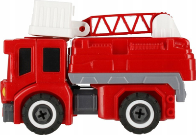 Lodër kamion zjarfikse robot MEGA CREATIVE 524903, montim me vida, për kalamaj 3+, e kuqe