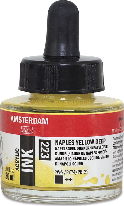 Bojë akrilike Amsterdam Acrylic Ink Naples Yellow Deep, 30ml, e verdhë e ngrohtë
