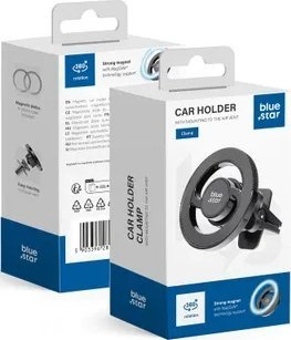 Mbajtëse magnetike për veturë Blue Star Magnetic Car Mount, për grilë ajri, kompatibile MagSafe, e zezë