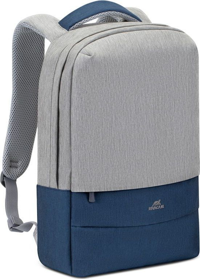 Rivacase Анти-кражба лаптоп ранец, 15.6", Сива/Темно Сина