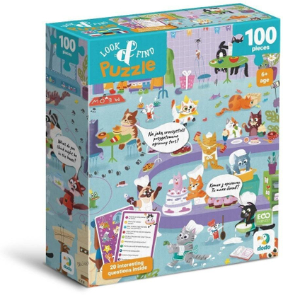 Puzzle Dodo Look and Find Cat Café, 100 pjesë, për fëmijë 6+