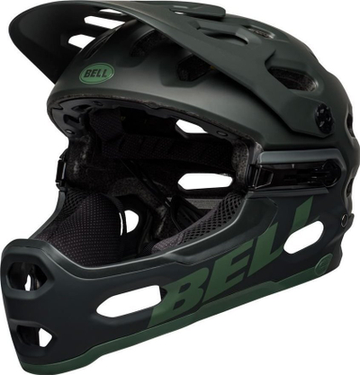 Kacigë MTB Bell Super 3R MIPS, madhësia S, mbrojtje e plotë, jeshile matte