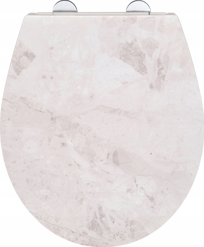 Ujse tualeti WENKO White Marble, duroplast antibakterial, mbyllje e butë, e bardhë mermeri