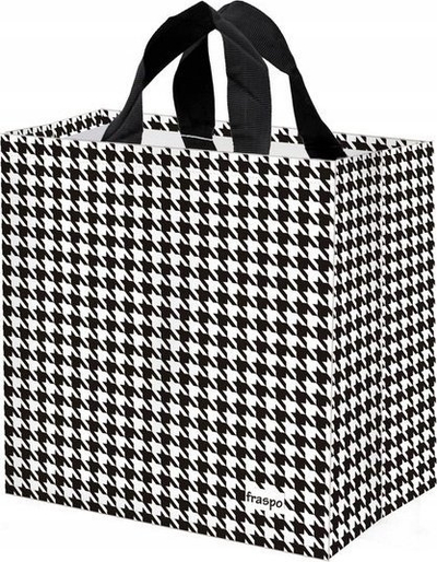 Çantë blerjesh Esy-Floresy Bag, 24L, polipropilen e laminuar, bardh e zi