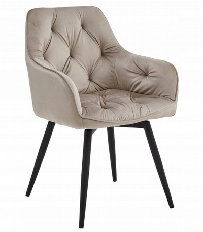 Сет ротирачки столчиња OSKAR Velvet, 2 парчиња, кадифе, темно беж, црни нозе