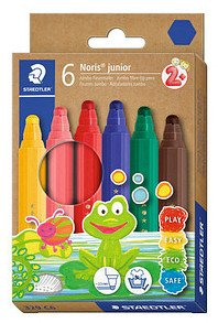 Markera me majë fibre STAEDTLER Noris Junior, set 6 copë, paketim kartoni, shumëngjyrëshe