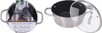 Tenxhere me kapak Excellent Houseware, 2.5L, 20cm, gri