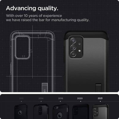 Futrollë Spigen Tough Armor për Samsung Galaxy A52 A52s, mbrojtje Military Grade, me këmbë mbajtëse, e zezë