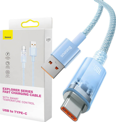 Kabllo karikimi Baseus Explorer, USB në USB C, 6A 100W, 1m, blu