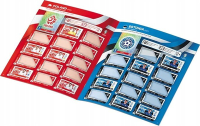 Set abetare Topps UEFA Euro 2024 Sticker Tin, kuti metalike, dizajn me shumë ngjyra