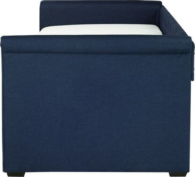 Krevat trundle Beliani Libourne, 90 x 200 cm, tekstil, blu navy