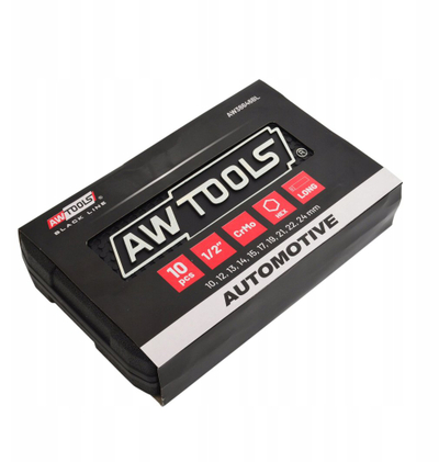 Set nasadash goditëse AWTools 1/2", 10 copë, 10-24mm, të gjata BLACK LINE