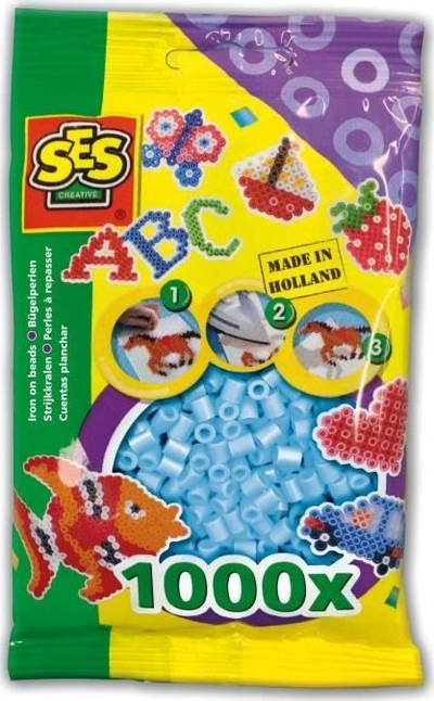 Rruaza për hekurosje SES Creative Iron on Beads, 1000 copë, blu e çelët