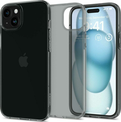 Mbajtëse telefoni Spigen Crystal Flex, për iPhone 15 Plus 6.7", transparente, gri e çelët