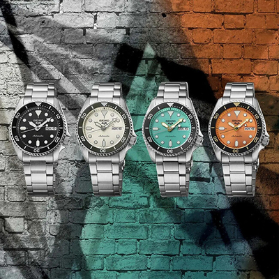 Orë Seiko SRPK35K1, e argjendtë/portokalli