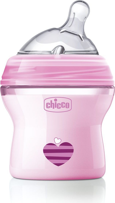 Biberon Chicco NaturalFeeling, anti-kolike, 0+, 150ml, rozë