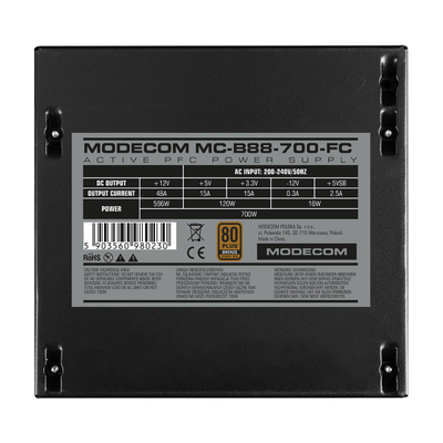 Furnizim rryme MODECOM MC-B88-700-FC, 700W, 80+ Bronze, i zi