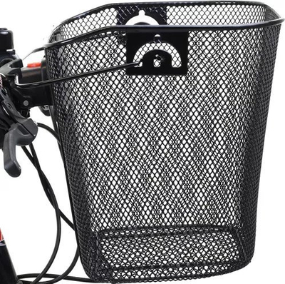 Shportë biçiklete Trizand Bike Basket Large City, metal për timon, ngjyrë e zezë
